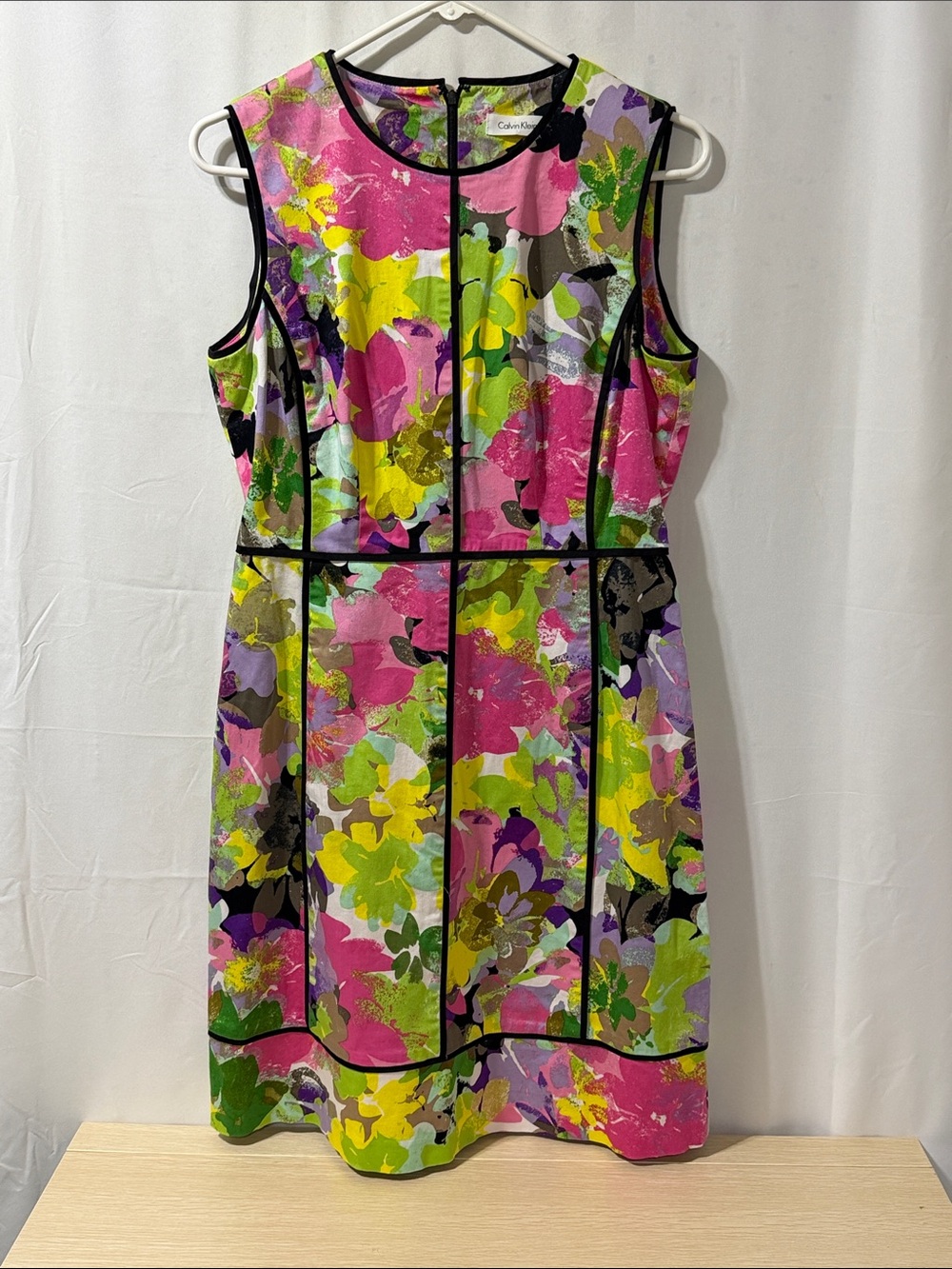 Calvin Klein Pink Multi Floral Fit-and-Flare Mini Dress
